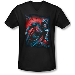 Superman - Mens Red Sun V-Neck T-Shirt