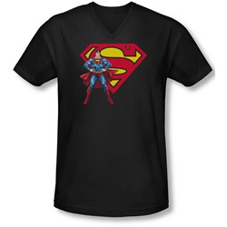 Superman - Mens Superman & Logo V-Neck T-Shirt