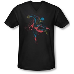 Superman - Mens Neon Superman V-Neck T-Shirt