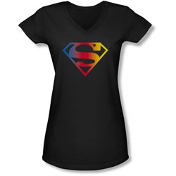 Superman - Juniors Gradient Superman Logo V-Neck T-Shirt