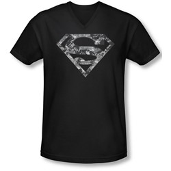 Superman - Mens Urban Camo Shield V-Neck T-Shirt