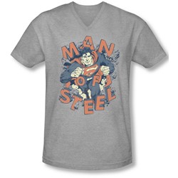 Superman - Mens Coming Through V-Neck T-Shirt