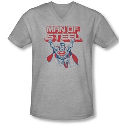 Superman - Mens Steel Retro V-Neck T-Shirt