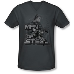 Superman - Mens Steel Poses V-Neck T-Shirt