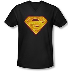 Superman - Mens Hot Steel Shield V-Neck T-Shirt