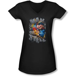 Superman - Juniors Ripping Steel V-Neck T-Shirt