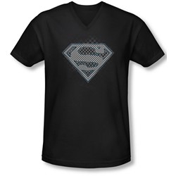 Superman - Mens Checkerboard V-Neck T-Shirt