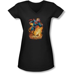 Superman - Juniors Space Case V-Neck T-Shirt