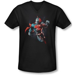 Superman - Mens Up In The Sky V-Neck T-Shirt