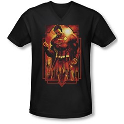 Superman - Mens Metropolis Deco V-Neck T-Shirt