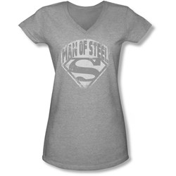 Superman - Juniors Man Of Steel Shield V-Neck T-Shirt