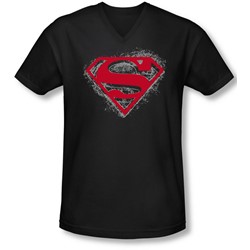 Superman - Mens Hardcore Noir Shield V-Neck T-Shirt