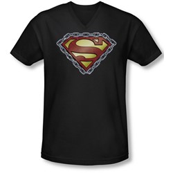 Superman - Mens Chained Shield V-Neck T-Shirt