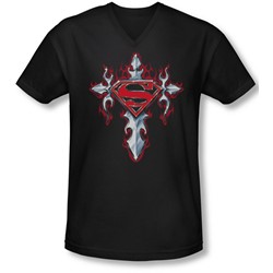 Superman - Mens Gothic Steel Logo V-Neck T-Shirt