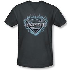 Superman - Mens Man Of Steel Shield V-Neck T-Shirt