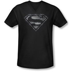 Superman - Mens Barbed Wire V-Neck T-Shirt
