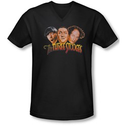 Three Stooges - Mens Three Head Logo V-Neck T-Shirt