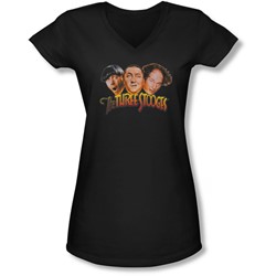 Three Stooges - Juniors Three Head Logo V-Neck T-Shirt
