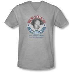 Three Stooges - Mens Larry For President V-Neck T-Shirt