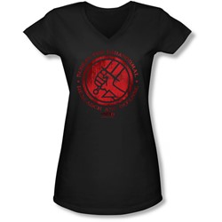 Hellboy Ii - Juniors Bprd Logo V-Neck T-Shirt