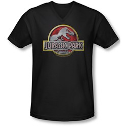 Jurassic Park - Mens Logo V-Neck T-Shirt
