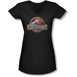 Jurassic Park - Juniors Logo V-Neck T-Shirt