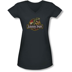 Jurassic Park - Juniors Retro Rex V-Neck T-Shirt
