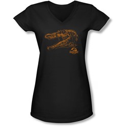 Jurassic Park - Juniors Spino Mount V-Neck T-Shirt