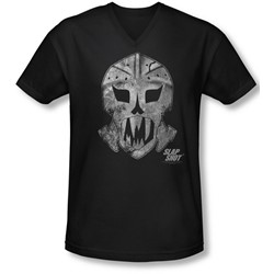 Slap Shot - Mens Goalie Mask V-Neck T-Shirt