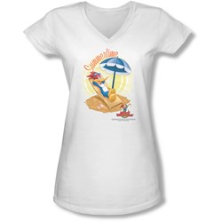 Woody Woodpecker - Juniors Summertime V-Neck T-Shirt