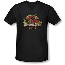 Jurassic Park - Mens Something Has Survived V-Neck T-Shirt