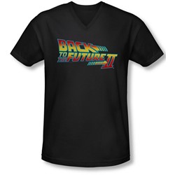 Back To The Future Ii - Mens Logo V-Neck T-Shirt
