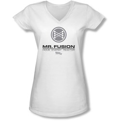 Back To The Future Ii - Juniors Mr. Fusion Logo V-Neck T-Shirt