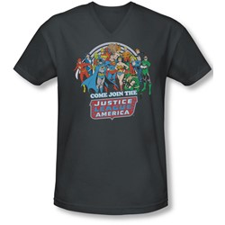 Dc - Mens Join The Justice League V-Neck T-Shirt