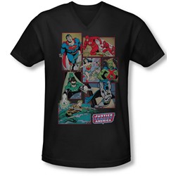 Dc - Mens Justice League Boxes V-Neck T-Shirt