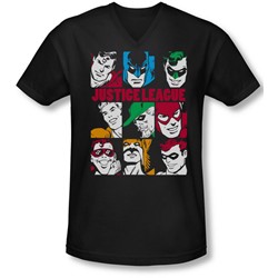 Dc - Mens Nine Blocks Of Justice V-Neck T-Shirt