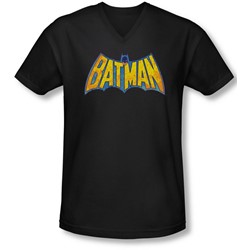 Dco - Mens Batman Neon Distress Logo V-Neck T-Shirt