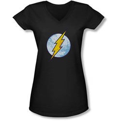 Dco - Juniors Flash Neon Distress Logo V-Neck T-Shirt