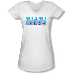 Miami Vice - Juniors Logo V-Neck T-Shirt