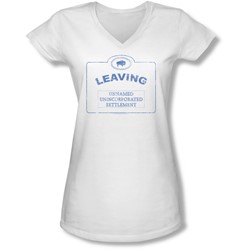 Warehouse 13 - Juniors Now Leaving Univille V-Neck T-Shirt