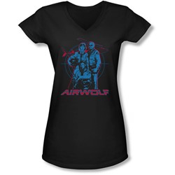 Airwolf - Juniors Graphic V-Neck T-Shirt