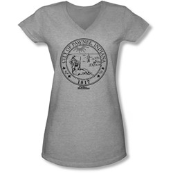 Parks & Rec - Juniors Pawnee Seal V-Neck T-Shirt