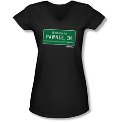 Parks And Rec - Juniors Pawnee Sign V-Neck T-Shirt