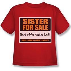 Sister For Sale - Little Boys T-Shirt In Red