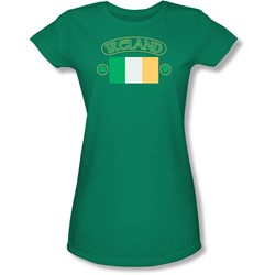 Ireland Flag - Juniors Sheer T-Shirt In Kelly Green