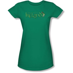 Leprechaun Moon - Juniors Sheer T-Shirt In Kelly Green