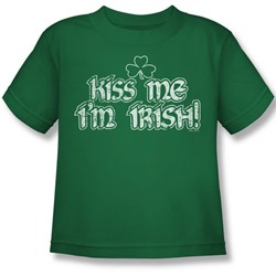 Kiss Me I'M Irish - Little Boys T-Shirt In Kelly Green