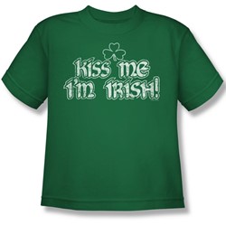 Kiss Me I'M Irish - Big Boys T-Shirt In Kelly Green