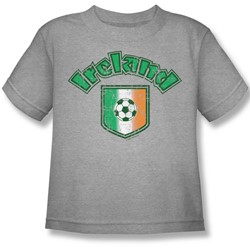 Ireland With Soccer Flag - Little Boys T-Shirt In Athletic Heather