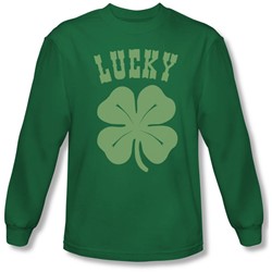 Lucky Shamrock - Mens Longsleeve T-Shirt In Kelly Green